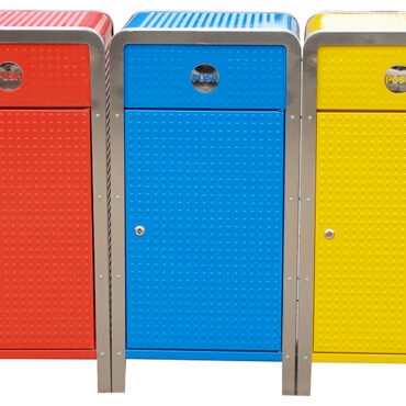 RECYCLE BIN WITH 3 BINS & LINERS DIM:500L X 500W X 850H MM WEIGHT:24.5KG+- PER UNIT, 111101174