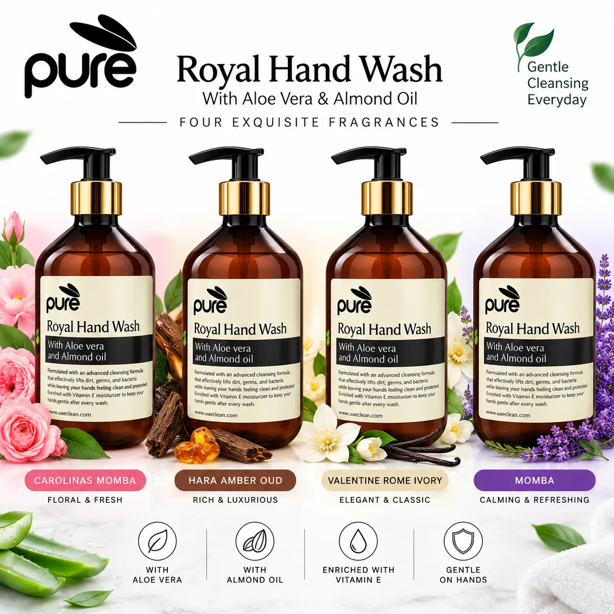 Pure Royal Hand Wash with Aloe Vera & Almond Oil